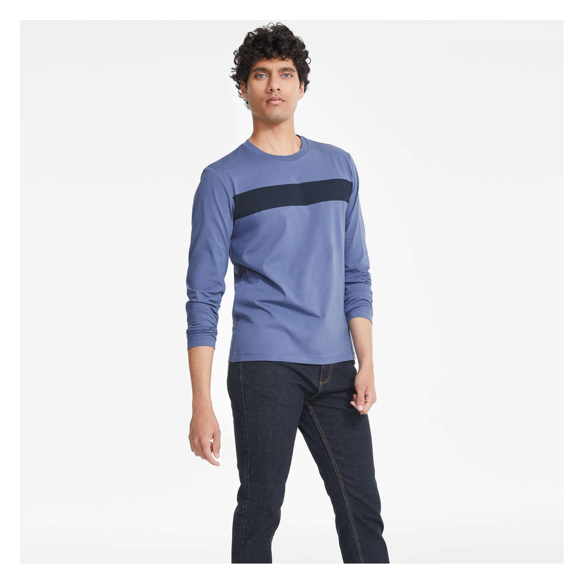 Men's Organic Cotton Long Sleeve in Light Navy from Joe Fresh